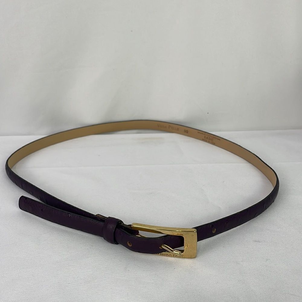 Dolce And Gabbana Skinny Purple Ostrich Leather Belt